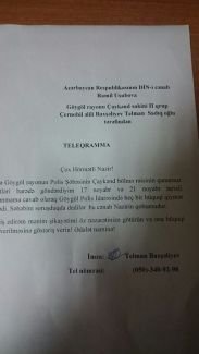 “Nazirin qohumuyam” deyən Polis rəisindən ŞOK sikayət - Göygöldən məktub
