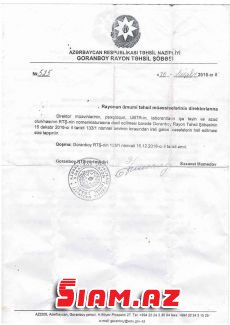 Cavid Qurbanov Goranboy Təhsil şöbəsinin müdirinə "day-day"lıq edir ? - Saxta sənədlər