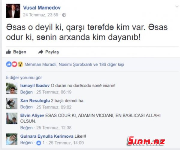 Vüsal Məmmədovun sahiblərindən İlham Əliyevə qarşı aşkar hədə Vüsal Məmmədovun sahiblərindən İlham Əliyevə qarşı aşkar hədə