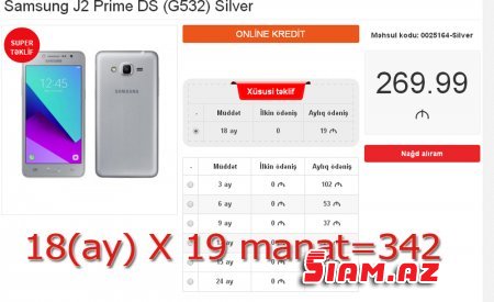 Kontakt Home bizi necə aldadır? – 230 manatlıq Samsung J2 prime 342 manata Kontakt Home bizi necə aldadır? – 230 manatlıq Samsung J2 prime 342 manata